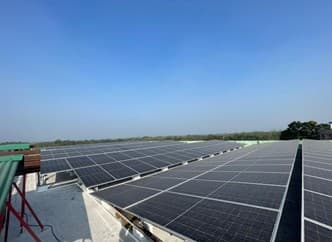 Solar panels blue sky